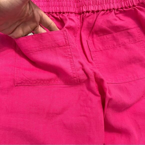 J crew Linen wide leg elastic drawstring ankle pants in fuchsia- EUC XXS - Picture 8 of 11